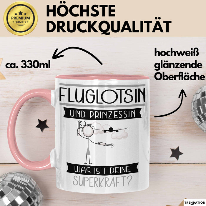 Fluglotsin Und Prinzessin Tasse Geschenk Für Eine Fluglotsin Geburtstag Was Ist Deine Superkraft Rosa Trendation