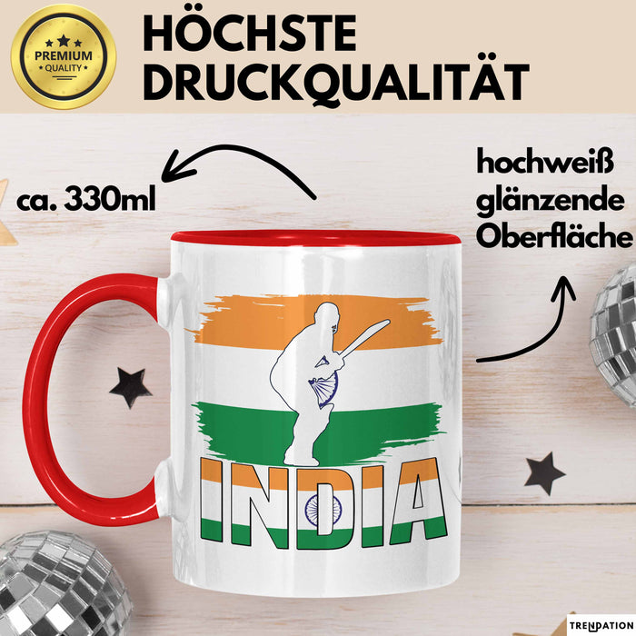 Indien Tasse Geschenk Cricket Indische Cricket-Fans Geschenkidee Rot Trendation