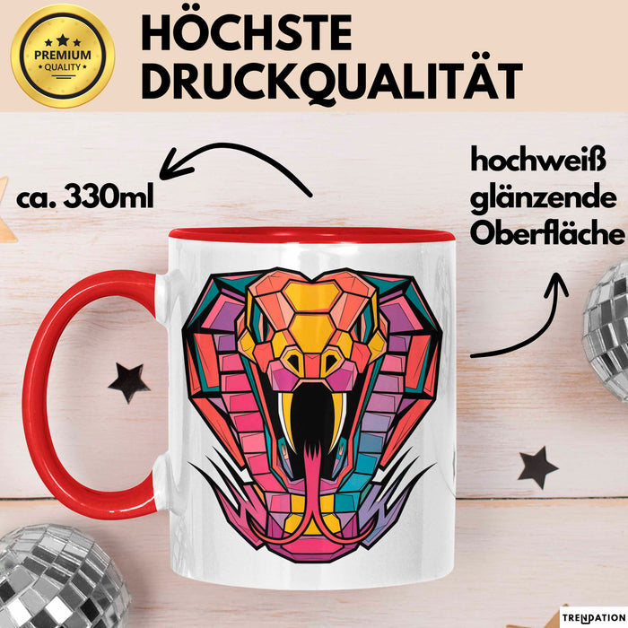 Reptil Schlange Tier Tasse Geschenk Lustige Geschenkidee Spruch Rot Trendation
