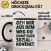 Antisozial Tasse Geschenk Unnoetiger Sozialkontakt Geschenkidee Lustig Sarkasmus Schwarz Trendation