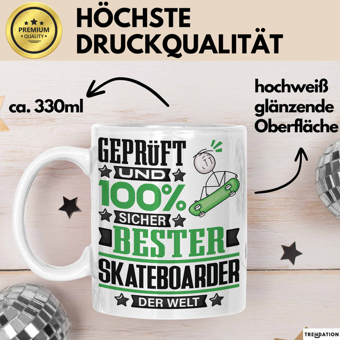 Skateboarder Geschenk Lustiger Spruch für Skateboarder Geschenkidee Bester Skateboarder Der Welt Weiß Trendation