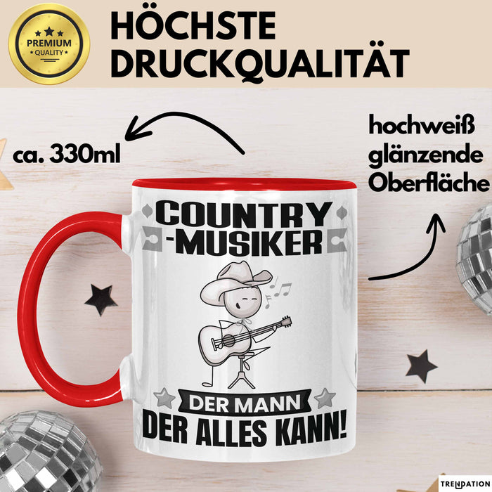 Country-Musiker Tasse Geschenk für Country-Musiker Der Mann Der Alles Kann Geschenkidee zum Geburtstag Rot Trendation