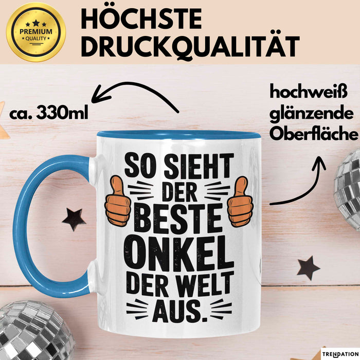 Onkel Sarkastisch Sarkasmus Tasse Geschenk Lustige Geschenkidee Spruch So Sieht Der Beste Onkel Der Welt Aus Blau Trendation