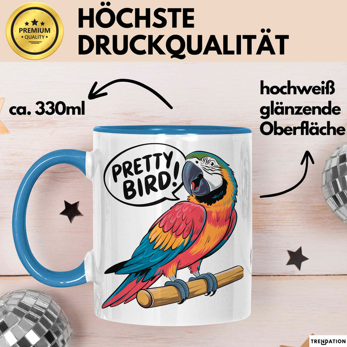 Papageienliebhaber Tasse Geschenkidee Vogelschwätzer Geschenkidee Lustig Blau Trendation