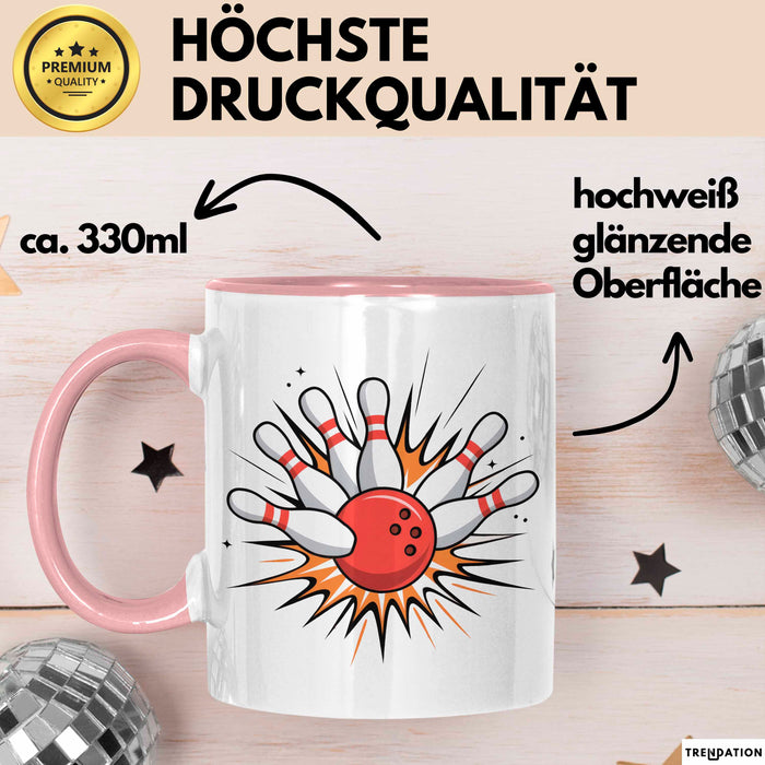 Bowling Fan Tasse Geschenkidee für Kegelzerstörer Rosa Trendation