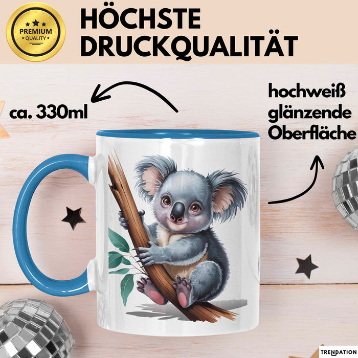 Koala Tierliebhaber Tasse Geschenk Lustige Geschenkidee Spruch Blau Trendation