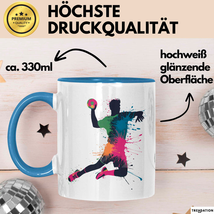 Handballspieler Tasse Geschenk Lustige Geschenkidee Spruch Blau Trendation