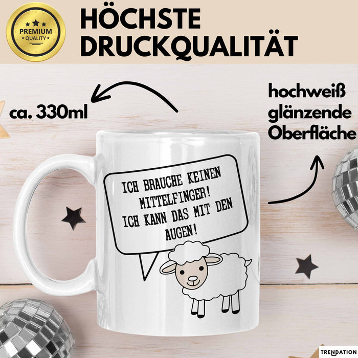 Humor Tasse Geschenk Ich brauche keinen Mittelfinger Ich Mache Das Mit Den Augen Becher Geschenk Weiß Trendation