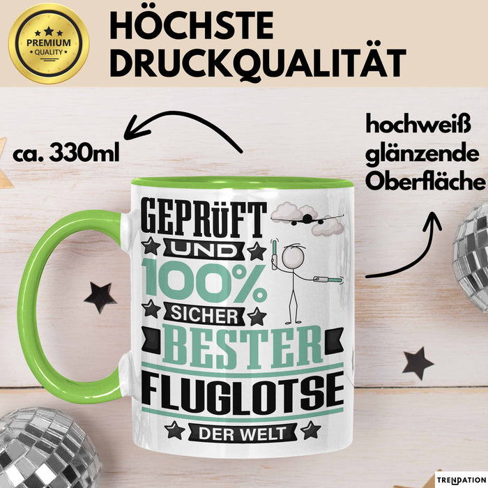 Fluglotse Geschenk Lustiger Spruch für Fluglotse Geschenkidee Bester Fluglotse Der Welt Grün Trendation