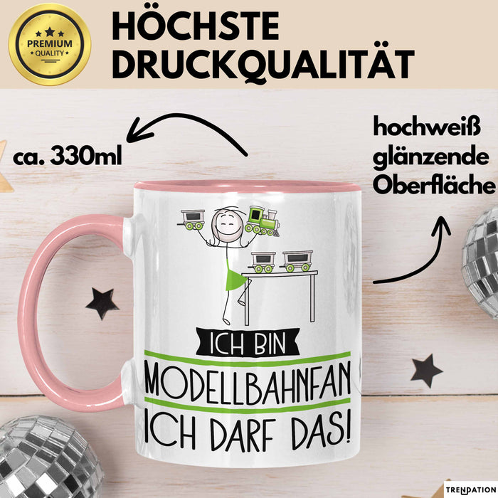 Geschenk für Modellbahnfan Tasse Lustige Geschenkidee Geburtstag Ich Bin Modellbahnfan Ich Darf Das Rosa Trendation