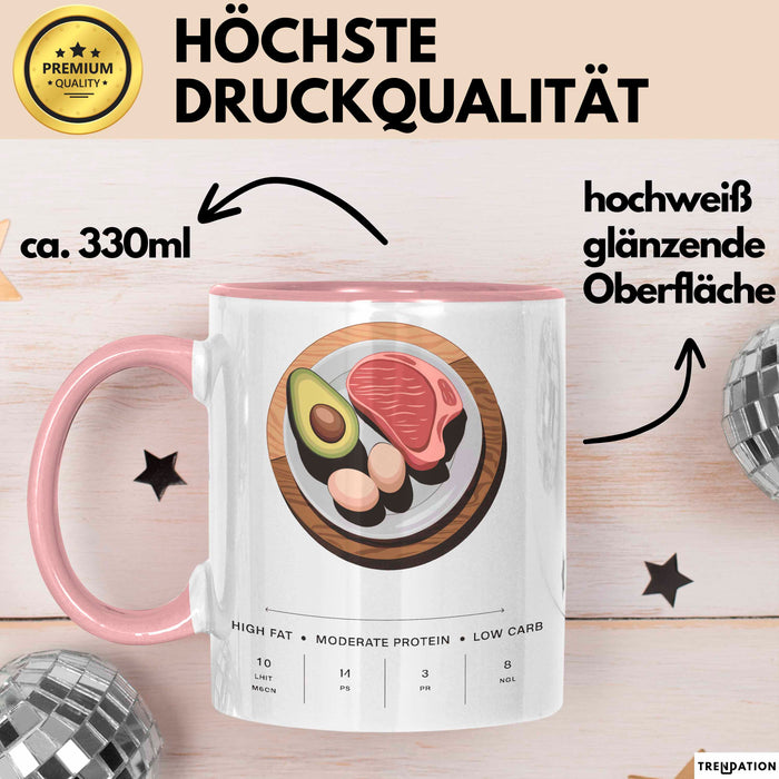 Keto Diät Fan Tasse Geschenk Lustige Geschenkidee Spruch Für Low Carb Liebhaber Rosa Trendation