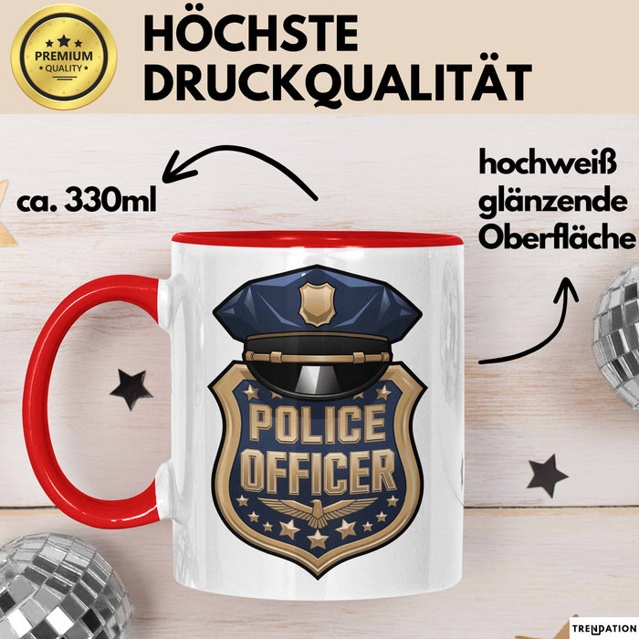 Polizist Tasse Geschenkidee für Strafverfolgung Rot Trendation