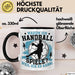Handball Geschenk Tasse Geschenkidee Handball-Spieler Handballspielerin Mädchen Jungs Kaffee-Becher Warum Ich Handball Spiele? Schwarz Trendation