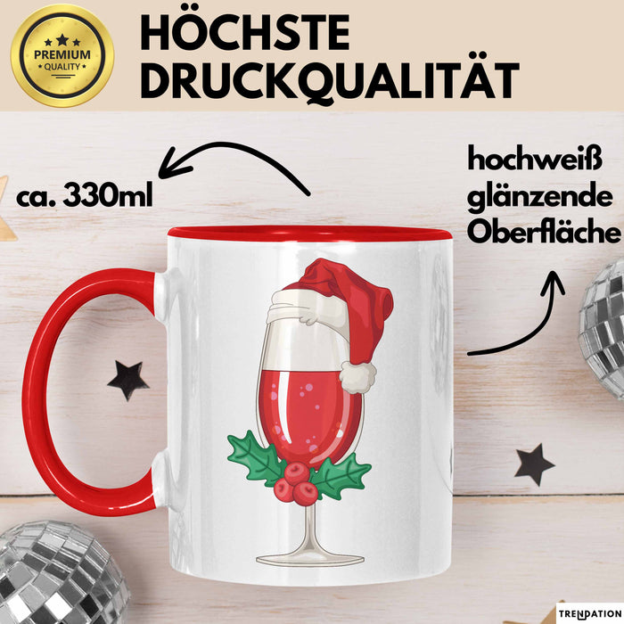Weihnachten Weinglas Tasse Geschenk Weihnachtliche Grafik Kaffee-Becher Rot Trendation