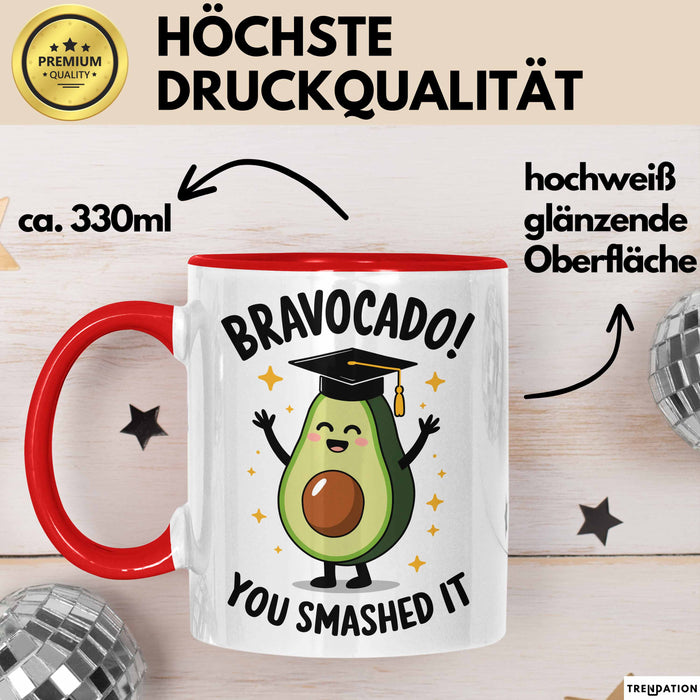 Schüler Abschluss Avocados Tasse Geschenk Lustige Geschenkidee Spruch Bravocado Rot Trendation