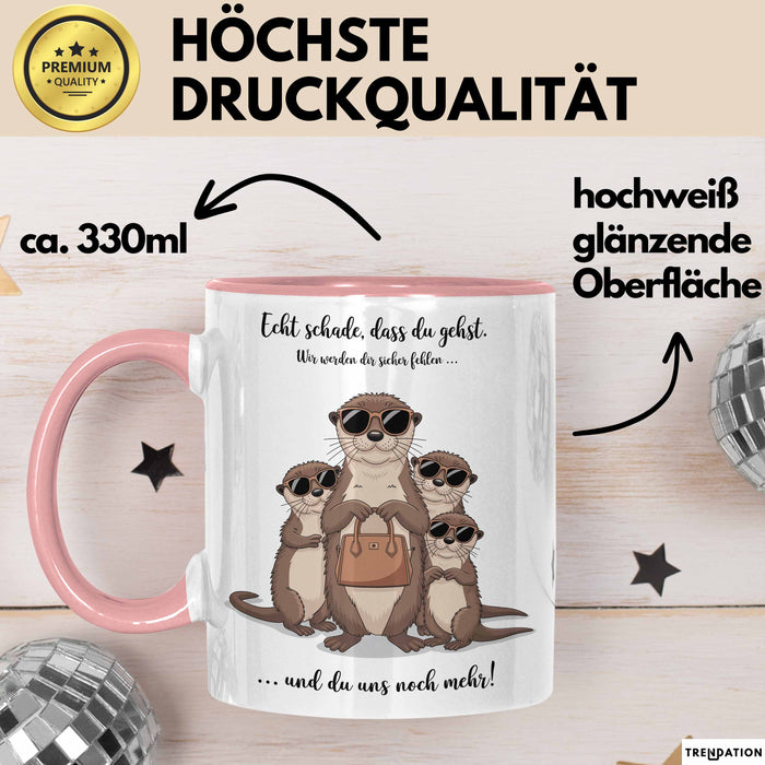 Büroarbeit Kollege Abschied Tasse Geschenk Lustige Geschenkidee Spruch Echt Schade Dass Du Gehst Rosa Trendation