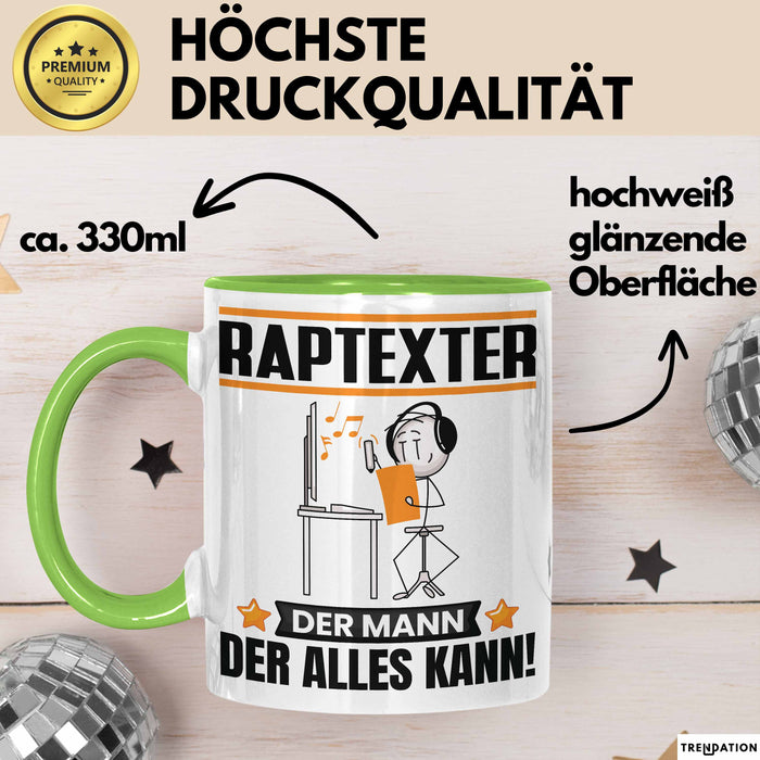 Raptexter Tasse Geschenk für Raptexter Der Mann Der Alles Kann Geschenkidee zum Geburtstag Grün Trendation
