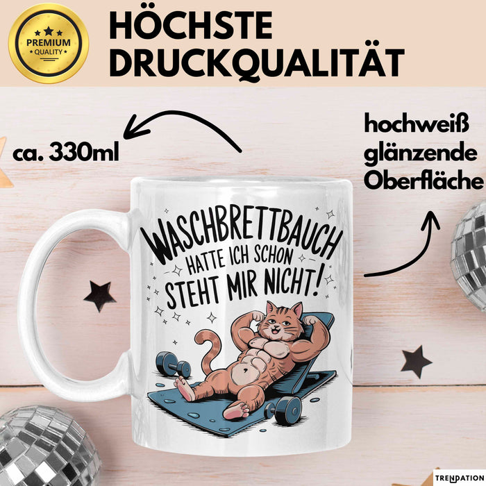 Fitnessstudio Training Tasse Geschenk Lustige Geschenkidee Waschbrettbauch Hatte Ich Schon Weiß Trendation