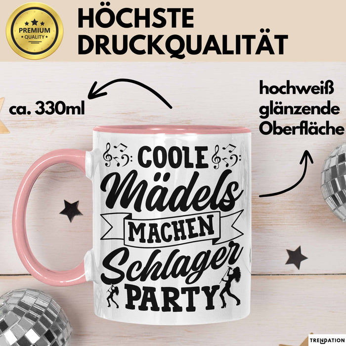 Schlager Tasse Geschenk Frauen Coole Mädels Machen Schlager Party Becher Rosa Trendation