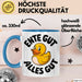 Gelbe Ente Tasse Geschenk Lustige Geschenkidee Spruch Ente gut alles gut Blau Trendation