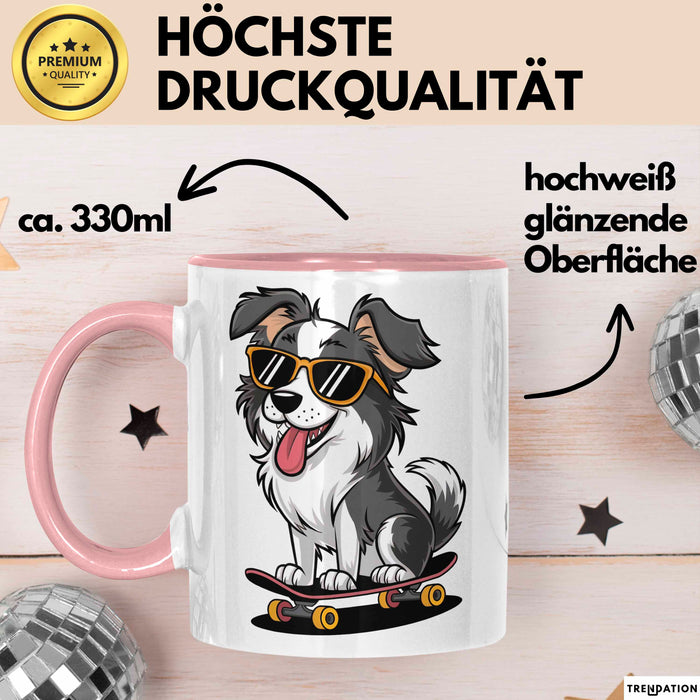 Hund Tierliebhaber Skateboard Tasse Geschenk Lustige Geschenkidee Spruch Rosa Trendation