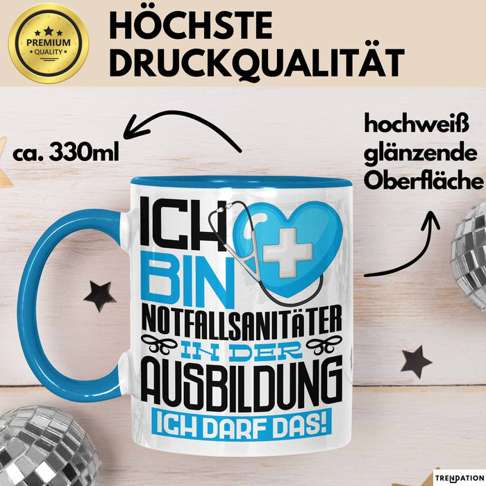 Notfallsanitäter Ausbildung Tasse Geschenk Ich Bin Notfallsanitäter In Der Ausbildung Ich Darf Das Geschenkidee Spruch Blau Trendation