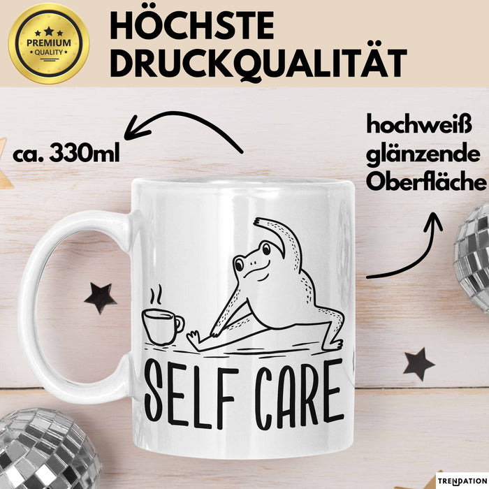 Frosch Tasse Geschenk Self Care Humor Geschenkidee Kaffee-Becher Weiß Trendation