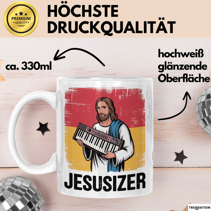 Jesus Keyboardspieler Tasse Geschenk Jesusizer Christlicher Geschenkidee Lustig Weiß Trendation