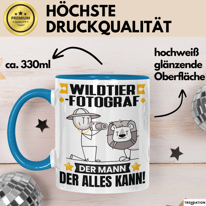 Wildtierfotograf Tasse Geschenk für Wildtierfotograf Der Mann Der Alles Kann Geschenkidee zum Geburtstag Blau Trendation