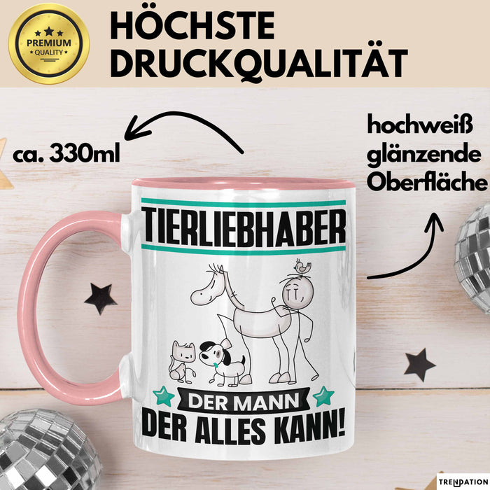 Tierliebhaber Tasse Geschenk für Tierliebhaber Der Mann Der Alles Kann Geschenkidee zum Geburtstag Rosa Trendation