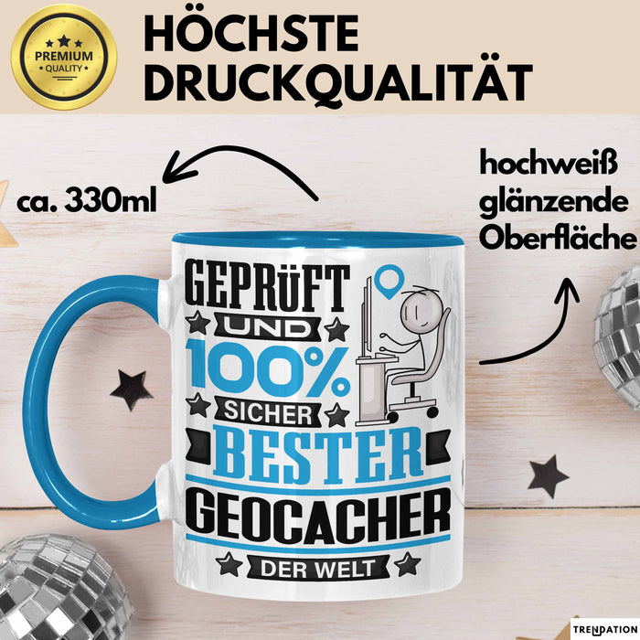 Geocacher Geschenk Lustiger Spruch für Geocacher Geschenkidee Bester Geocacher Der Welt Blau Trendation