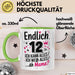 12 Geburtstag Teenager Tasse Geschenk Lustige Geschenkidee Spruch Endlich 12 Ich Kann Alles Ich Weiß Alles Ähm Mama Grün Trendation
