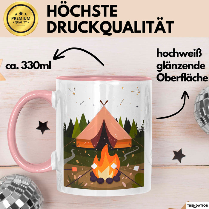 Camper Tasse Geschenk Lustige Geschenkidee Spruch Für Outdoor Abenteurer Rosa Trendation