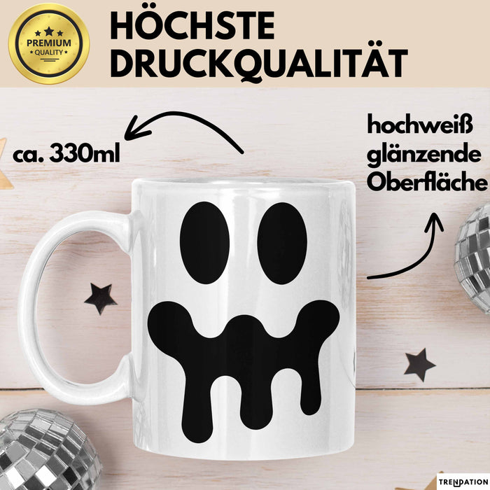 Lächeln Halloween Feier Tasse Geschenk Lustige Geschenkidee Spruch Weiß Trendation