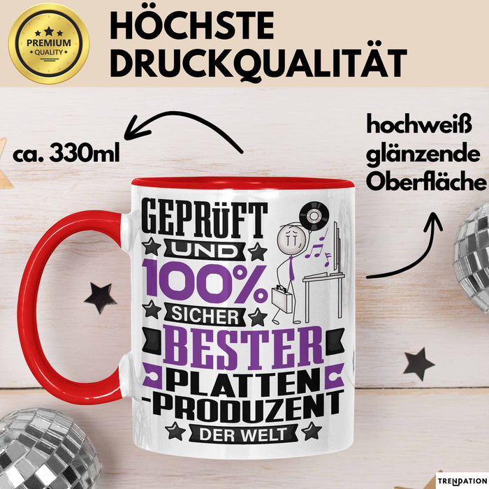 Plattenproduzent Geschenk Lustiger Spruch für Plattenproduzent Geschenkidee Bester Plattenproduzent Der Welt Rot Trendation