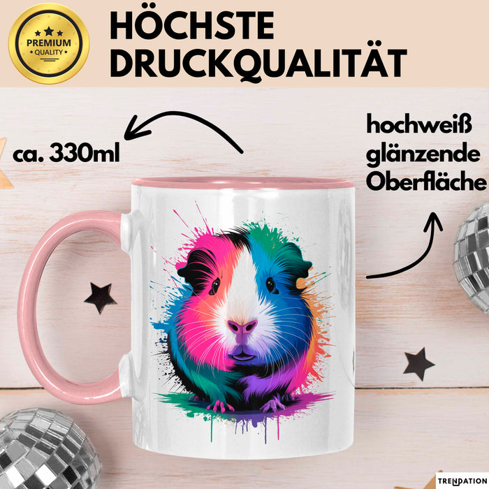 Buntes Meerschweinchen Tierliebhaber Tasse Geschenk Lustige Geschenkidee Spruch Rosa Trendation