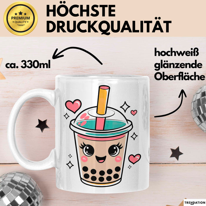 Bubble Liebhaber Tasse Geschenkidee für Boba Fan Weiß Trendation
