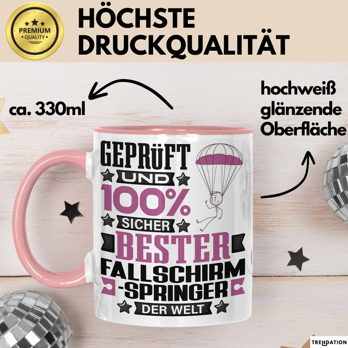 Fallschirmspringer Geschenk Lustiger Spruch für Fallschirmspringer Geschenkidee Bester Fallschirmspringer Der Welt Rosa Trendation