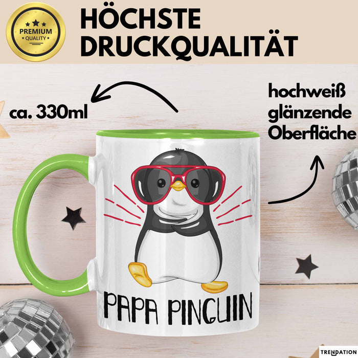 Papa Pinguin Tasse Geschenk Pinguin Liebhaber Vatertag Grün Trendation