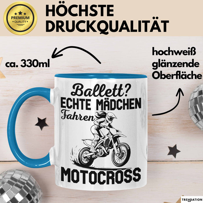 Motocross Tasse Geschenk Mädchen Frauen Balett Echte Mädchen Fahren Motocross Becher Blau Trendation