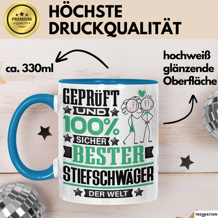 Stiefschwäger Geschenk Lustiger Spruch für Stiefschwäger Geschenkidee Bester Stiefschwäger Der Welt Blau Trendation