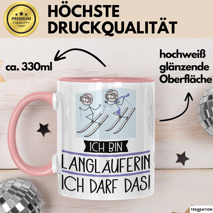 Geschenk für Langläuferin Tasse Lustige Geschenkidee Geburtstag Ich Bin Langläuferin Ich Darf Das Rosa Trendation