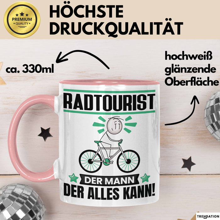 Radtourist Tasse Geschenk für Radtourist Der Mann Der Alles Kann Geschenkidee zum Geburtstag Rosa Trendation