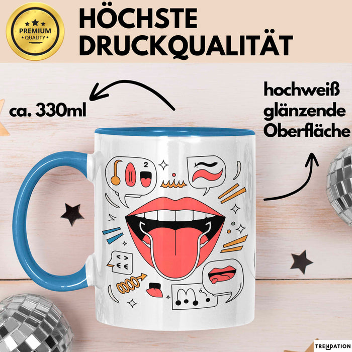 Akzent Coach Tasse Geschenk Lustige Geschenkidee Spruch Für Sprach Trainer Blau Trendation