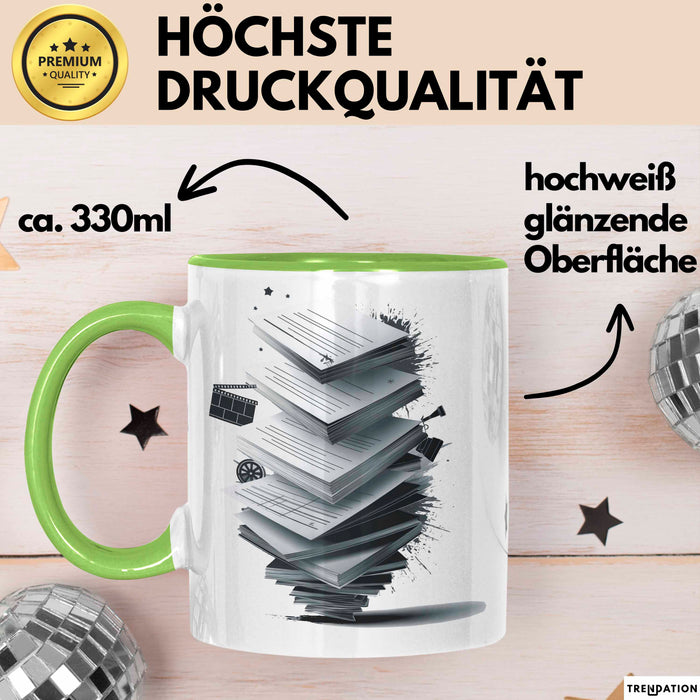 Drehbuchautor Tasse Geschenkidee für Filmskript Schreiber Grün Trendation