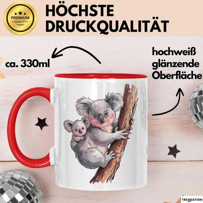 Koala Tierliebhaber Tasse Geschenk Lustige Geschenkidee Spruch Rot Trendation