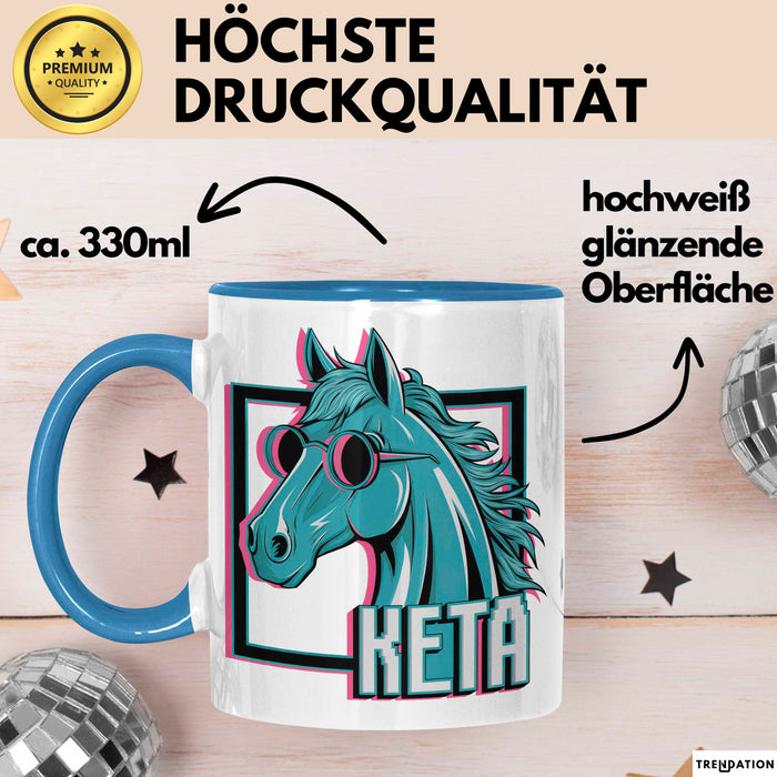 Pferde Tierliebhaber Tasse Geschenk Lustige Geschenkidee Spruch Keta Ketamin Pferd Blau Trendation