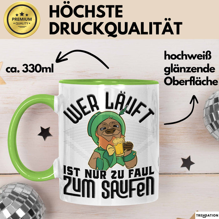 Wandern Tasse Geschenk für Wanderer Männer Geschenkidee Wer Läuft Ist Nur Zu Faul Zum Wandern Berge Wandern Grün Trendation