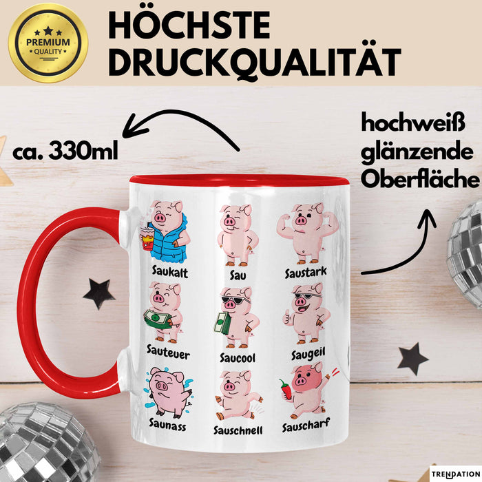 Schweinebauer Schweine Tier Tasse Geschenk Lustige Geschenkidee Spruch Arten Von Schweinen Rot Trendation