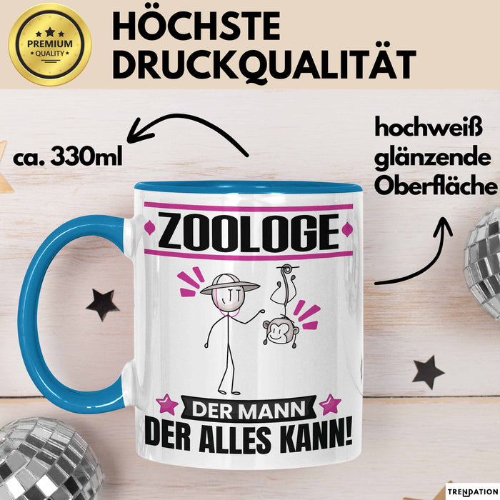 Zoologe Tasse Geschenk für Zoologe Der Mann Der Alles Kann Geschenkidee zum Geburtstag Blau Trendation
